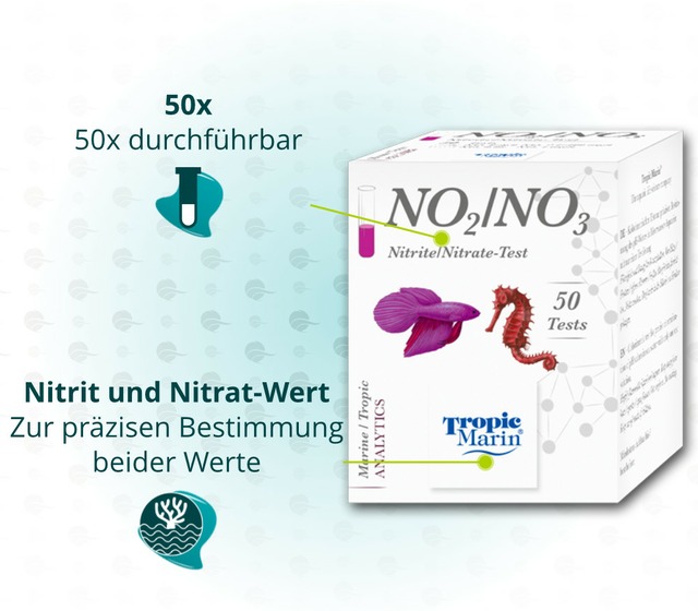 Dieses Bild zeigt die Vorteile von Tropic Marin Nitrit/Nitrat-Test (NO2/NO3)