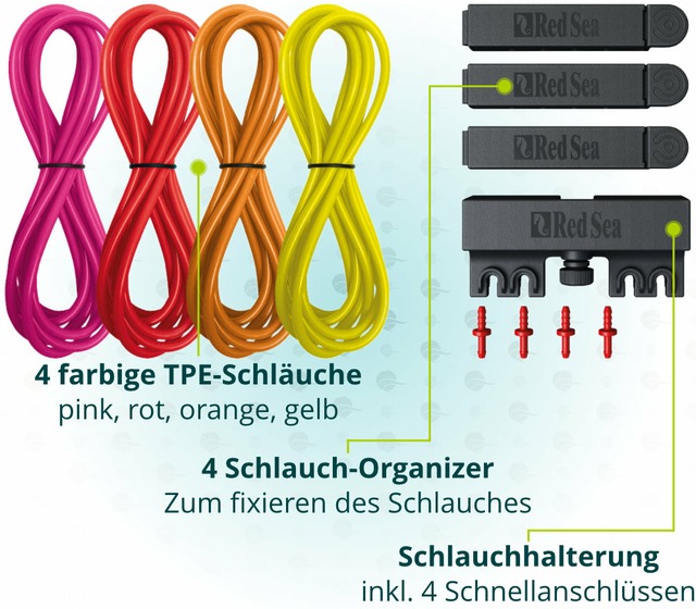 Dieses Bild zeigt Red Sea 4-farbiges Deluxe-Schlauchset rot-gelb Kit