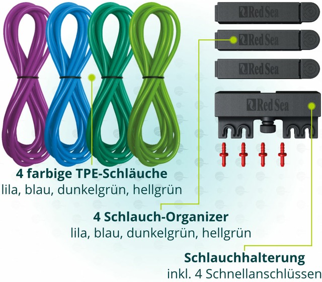Dieses Bild zeigt Red Sea 4-farbiges Deluxe-Schlauchset blau-gr&uuml;n Kit